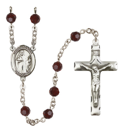 St. Brendan The Navigator Sterling Silver Rosary - 10 Color Options (8018/0644)