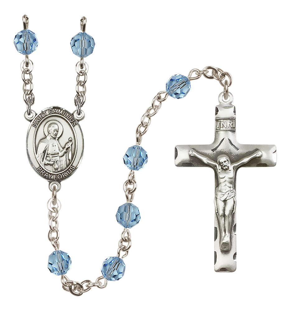 St. Camillus Sterling Silver Rosary - 10 Color Options (8019/0644)