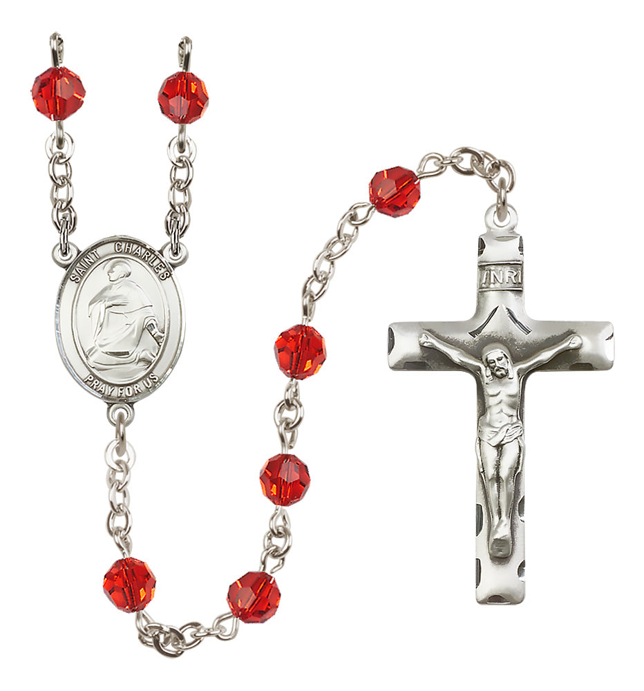 St. Charles Borromeo Sterling Silver Rosary - 10 Color Options (8020/0644)