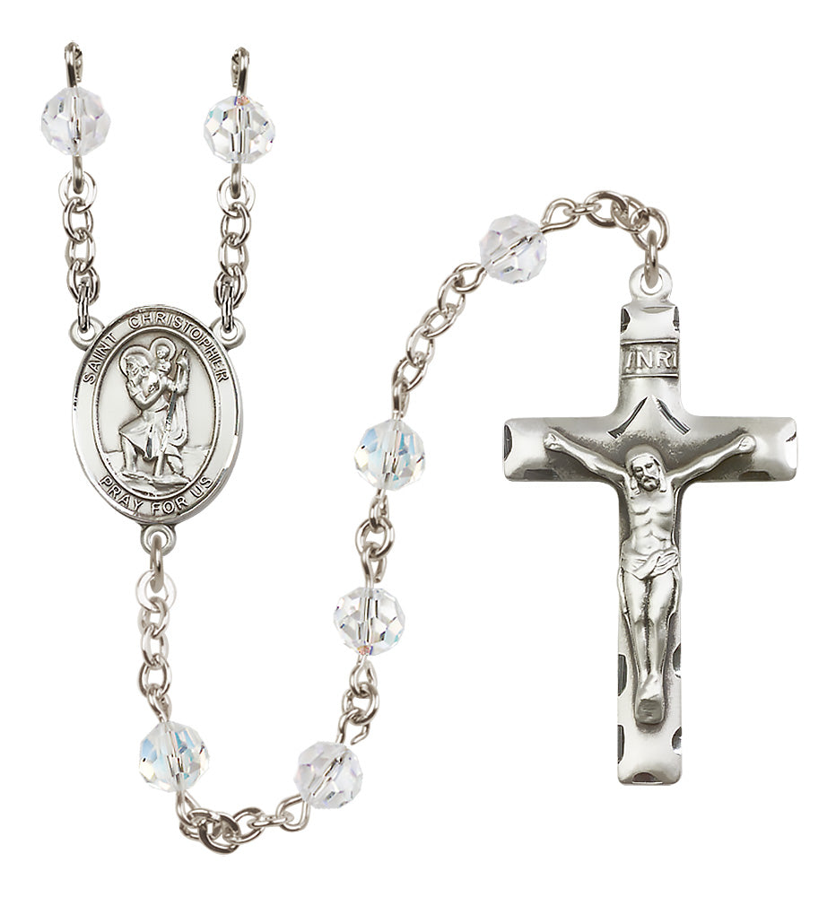 St. Christopher Sterling Silver Rosary - 10 Color Options (8022/0644)