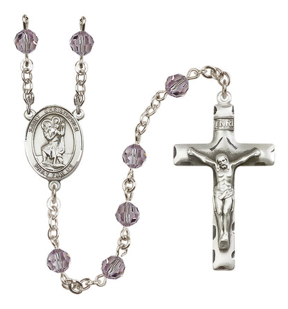 St. Christopher Sterling Silver Rosary - 10 Color Options (8022/0644)