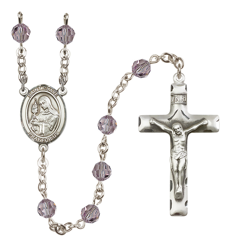 St. Clare of Assisi Sterling Silver Rosary - 10 Color Options (8028/0644)