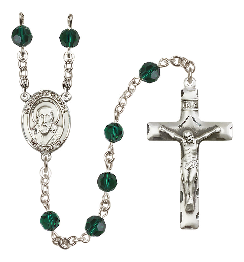 St. Francis De Sales Sterling Silver Rosary - 10 Color Options (8035/0644)