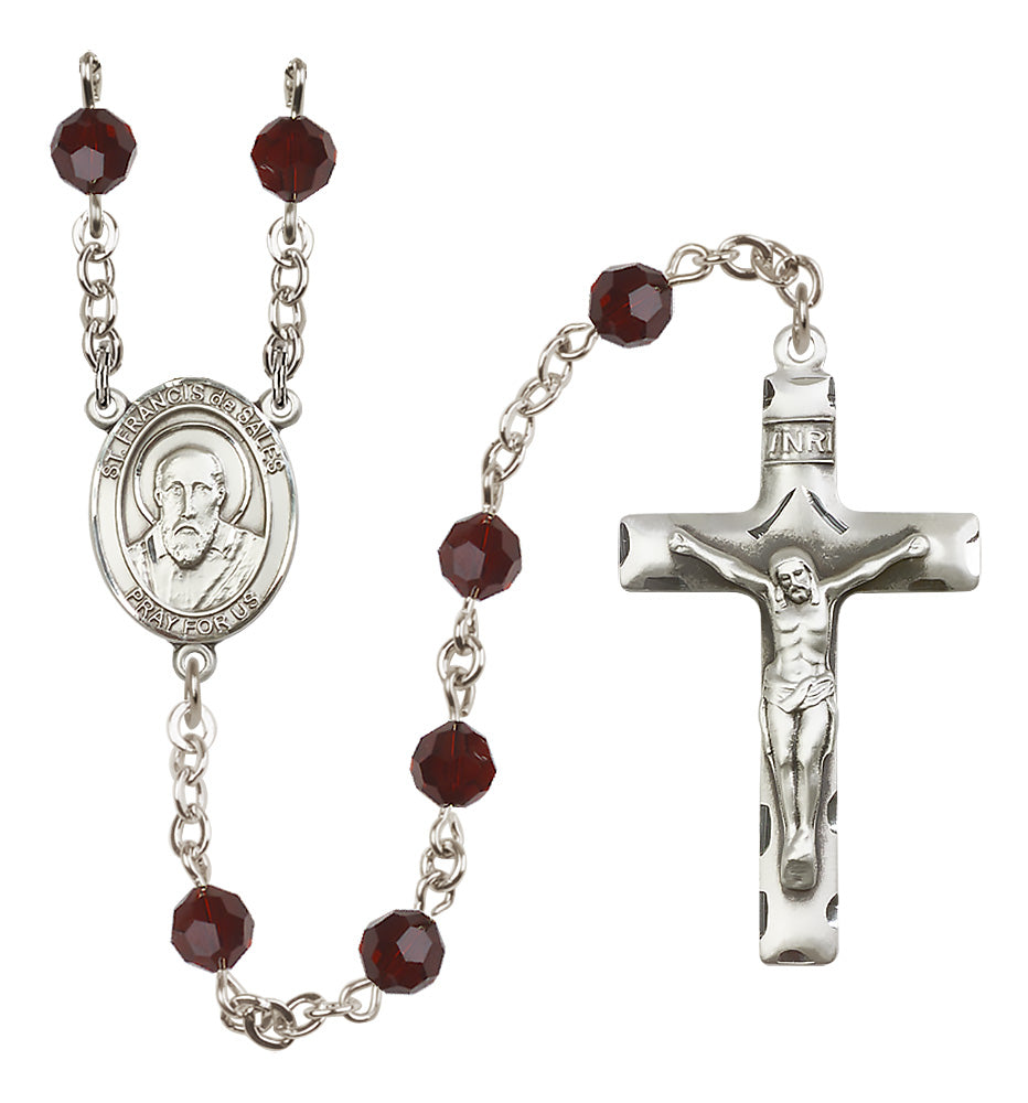 St. Francis De Sales Sterling Silver Rosary - 10 Color Options (8035/0644)