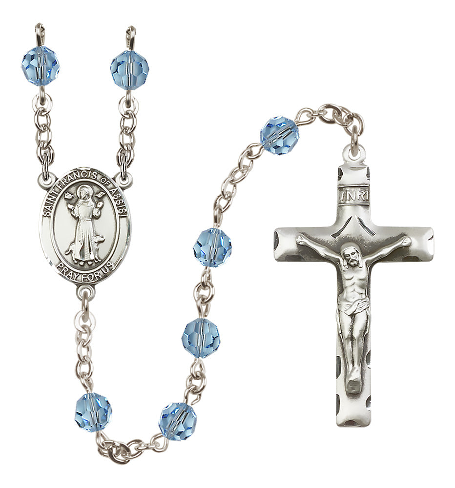 St. Francis of Assisi Sterling Silver Rosary - 10 Color Options (8036/0644)