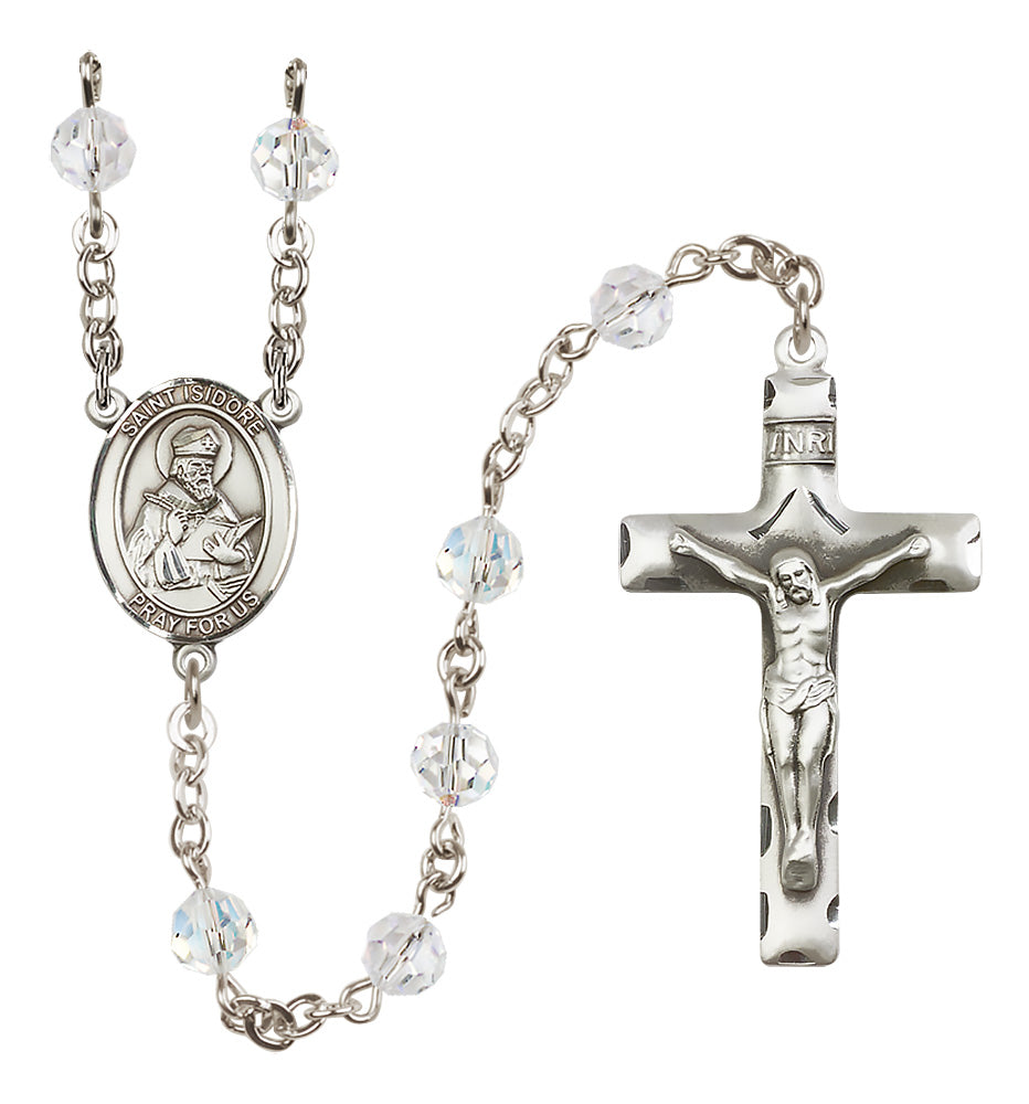 St. Isidore of Seville Sterling Silver Rosary - 10 Color Options (8049/0644)