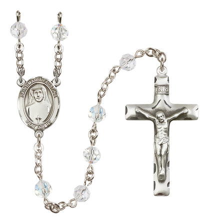 St. Maria Faustina Sterling Silver Rosary - 10 Color Options (8069/0644)