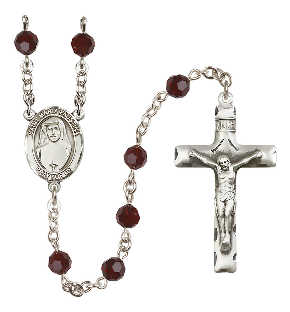 St. Maria Faustina Sterling Silver Rosary - 10 Color Options (8069/0644)