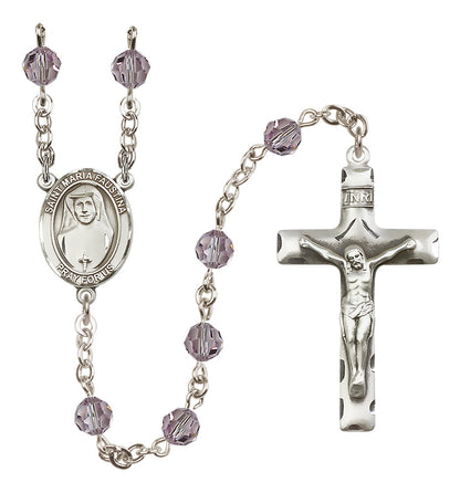 St. Maria Faustina Sterling Silver Rosary - 10 Color Options (8069/0644)