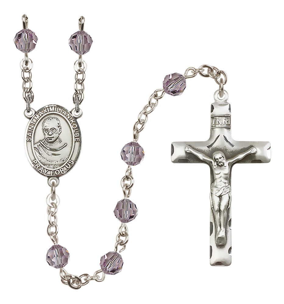 St. Maximilian Kolbe Sterling Silver Rosary - 10 Color Options (8073/0644)