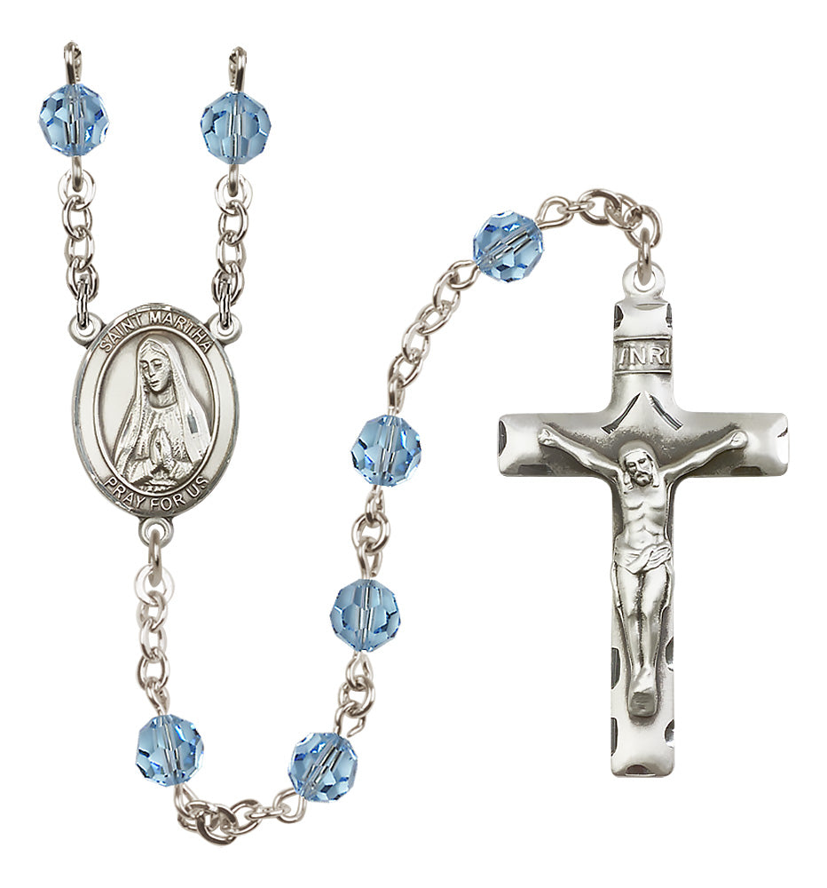 St. Martha Sterling Silver Rosary - 10 Color Options (8075/0644)