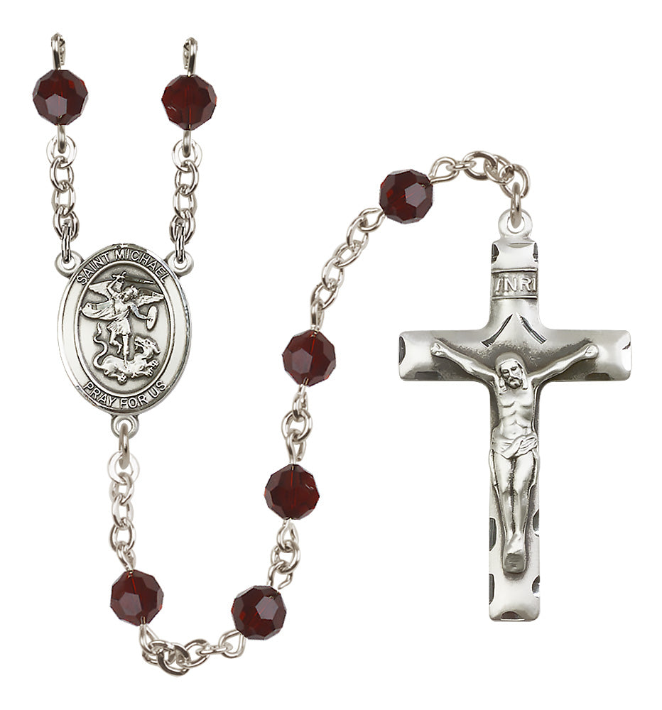 St. Michael Sterling Silver Rosary - 10 Color Options (8076/0644)