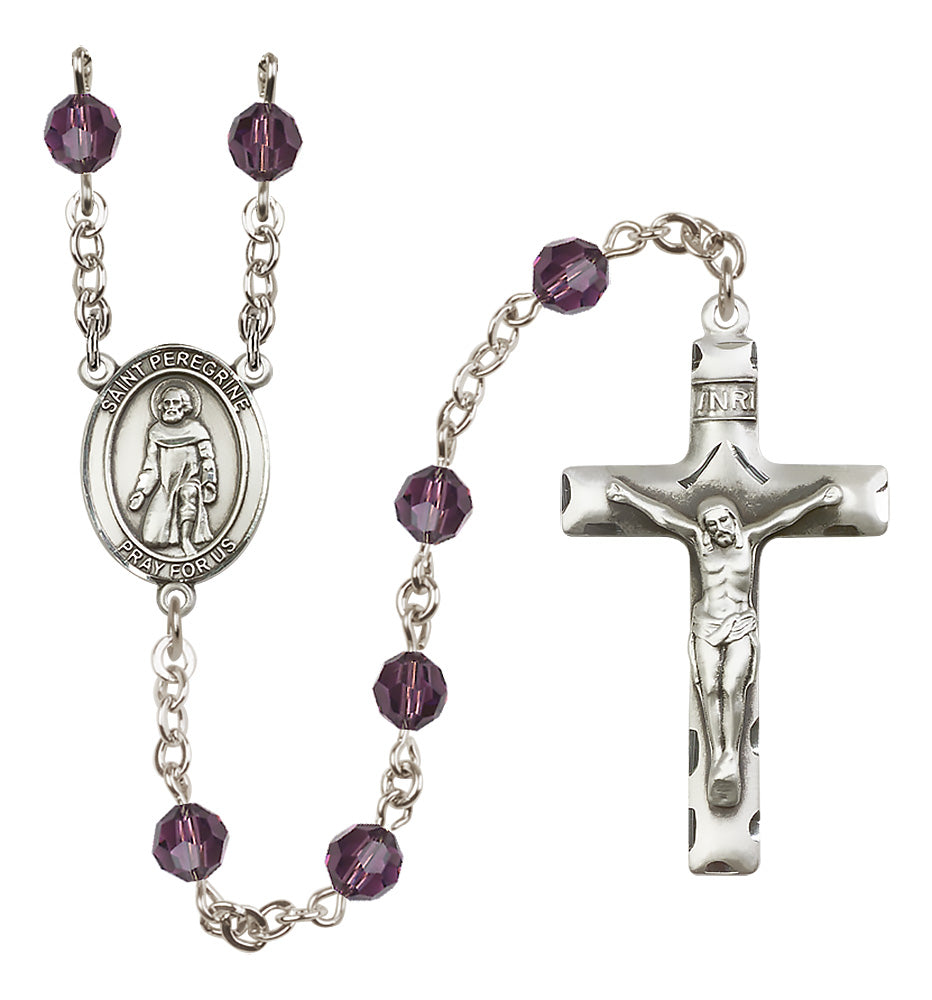St. Peregrine Laziosi Sterling Silver Rosary - 10 Color Options (8088/0644)