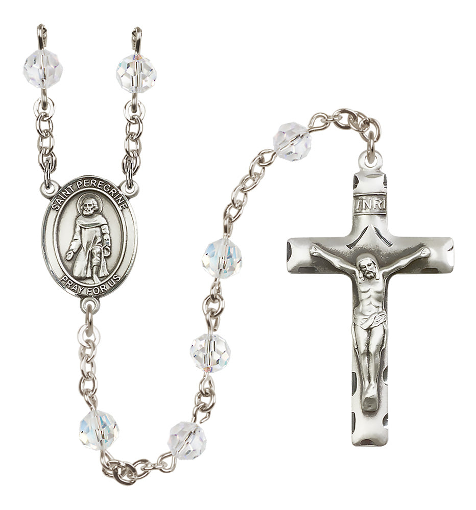 St. Peregrine Laziosi Sterling Silver Rosary - 10 Color Options (8088/0644)