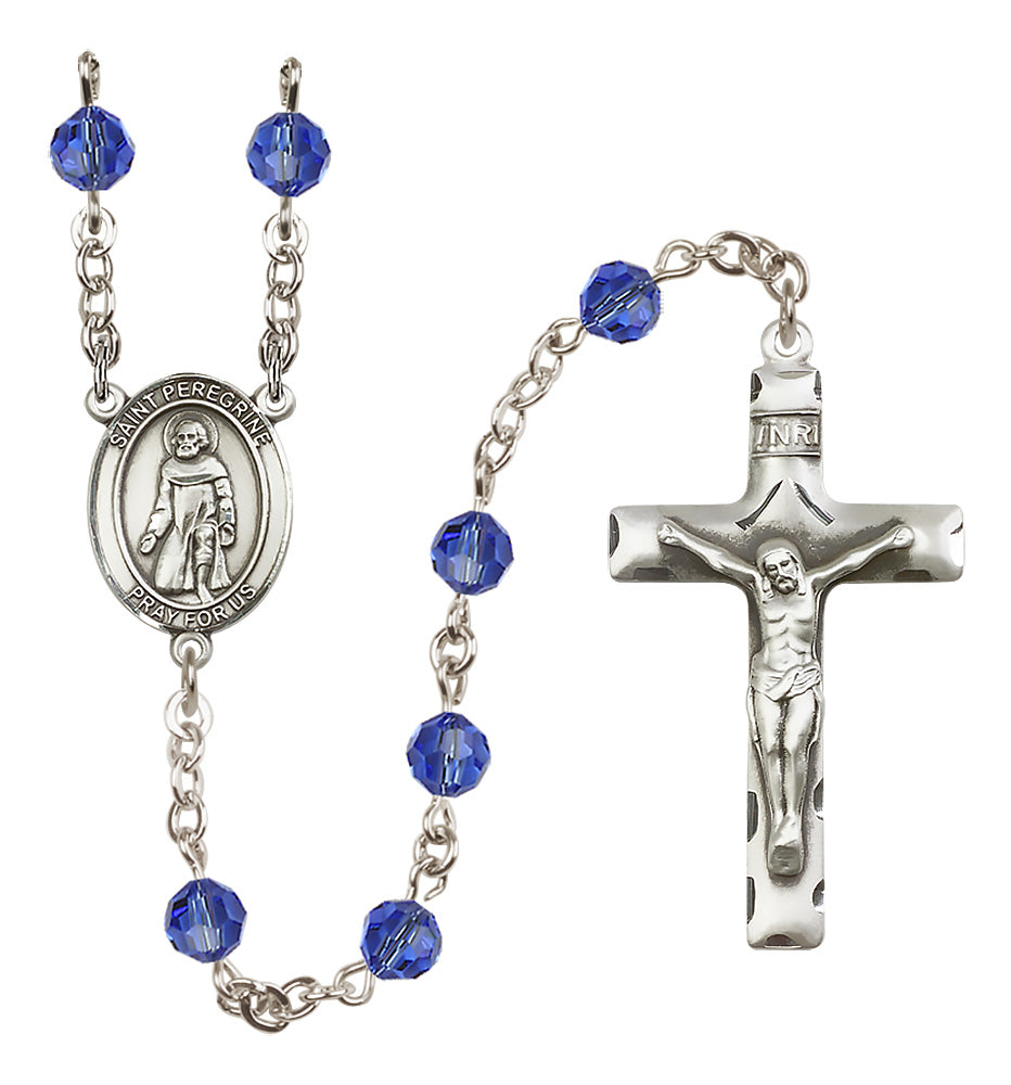 St. Peregrine Laziosi Sterling Silver Rosary - 10 Color Options (8088/0644)