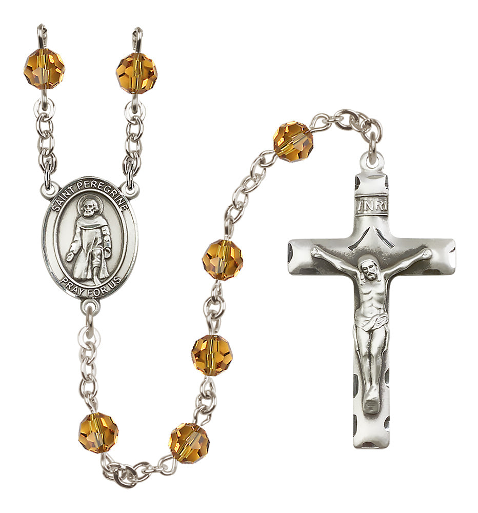 St. Peregrine Laziosi Sterling Silver Rosary - 10 Color Options (8088/0644)