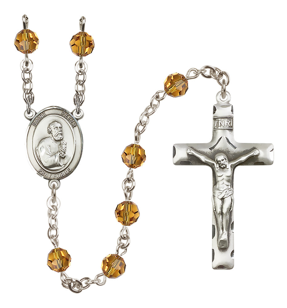 St. Peter The Apostle Sterling Silver Rosary - 10 Color Options (8090/0644)