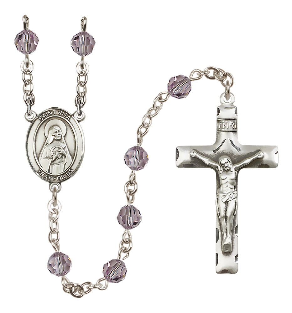 St. Rita of Cascia Sterling Silver Rosary - 10 Color Options (8094/0644)