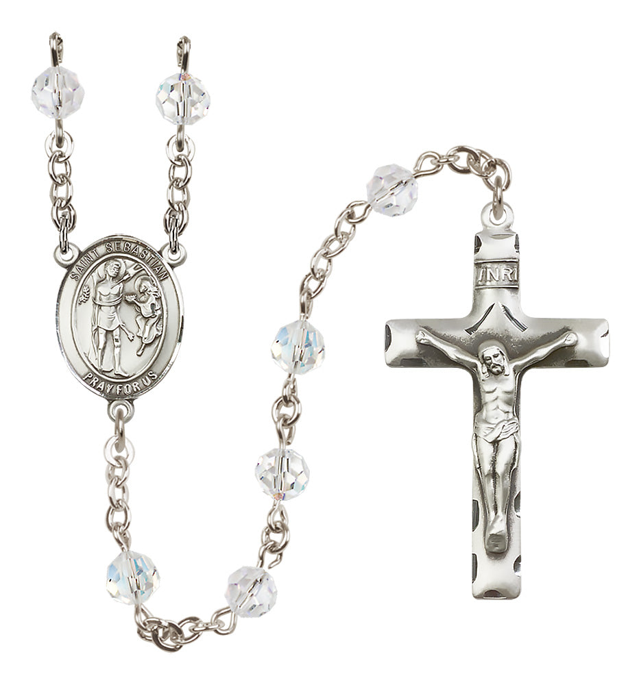 St. Sebastian Sterling Silver Rosary - 10 Color Options (8100/0644)
