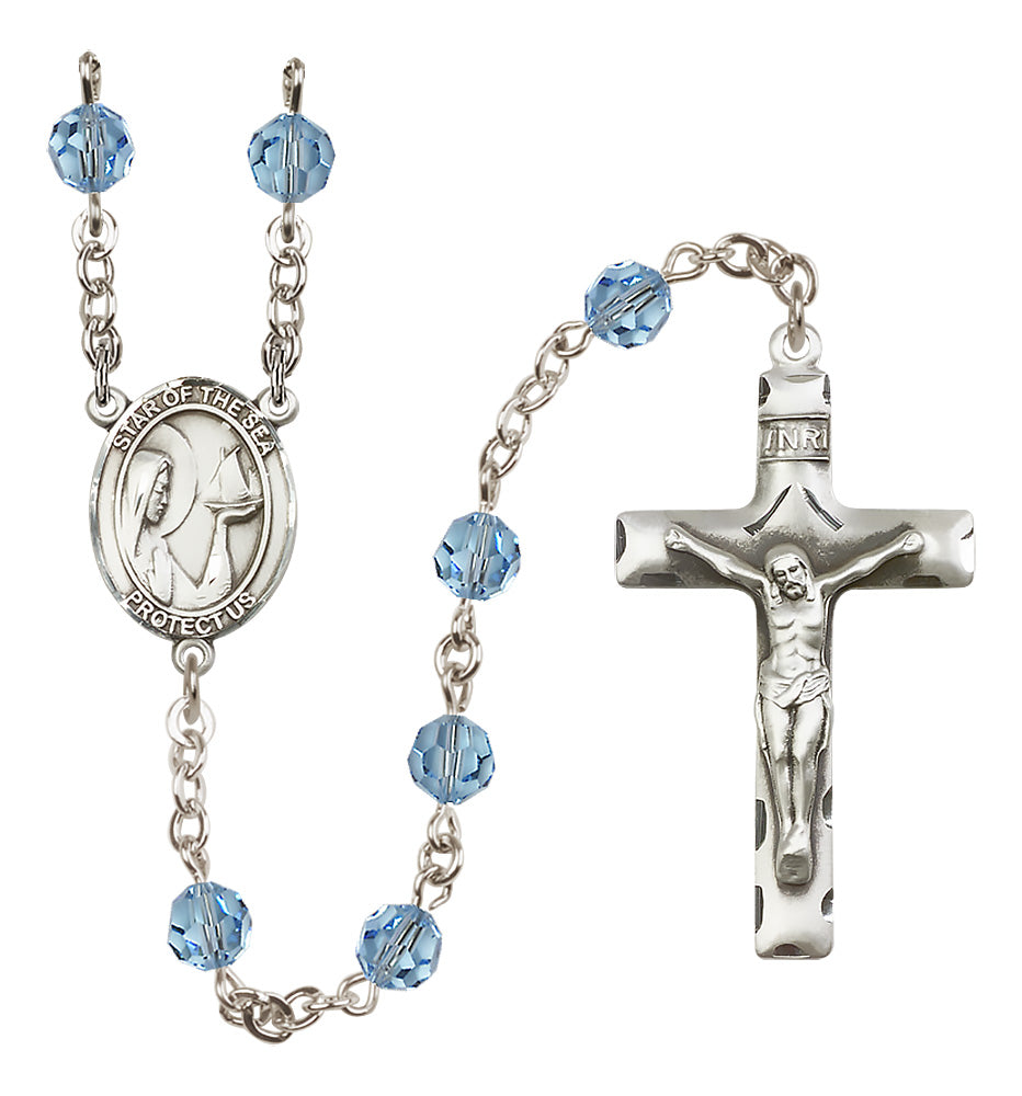 Our Lady Star of The Sea Sterling Silver Rosary - 10 Color Options (8101/0644)