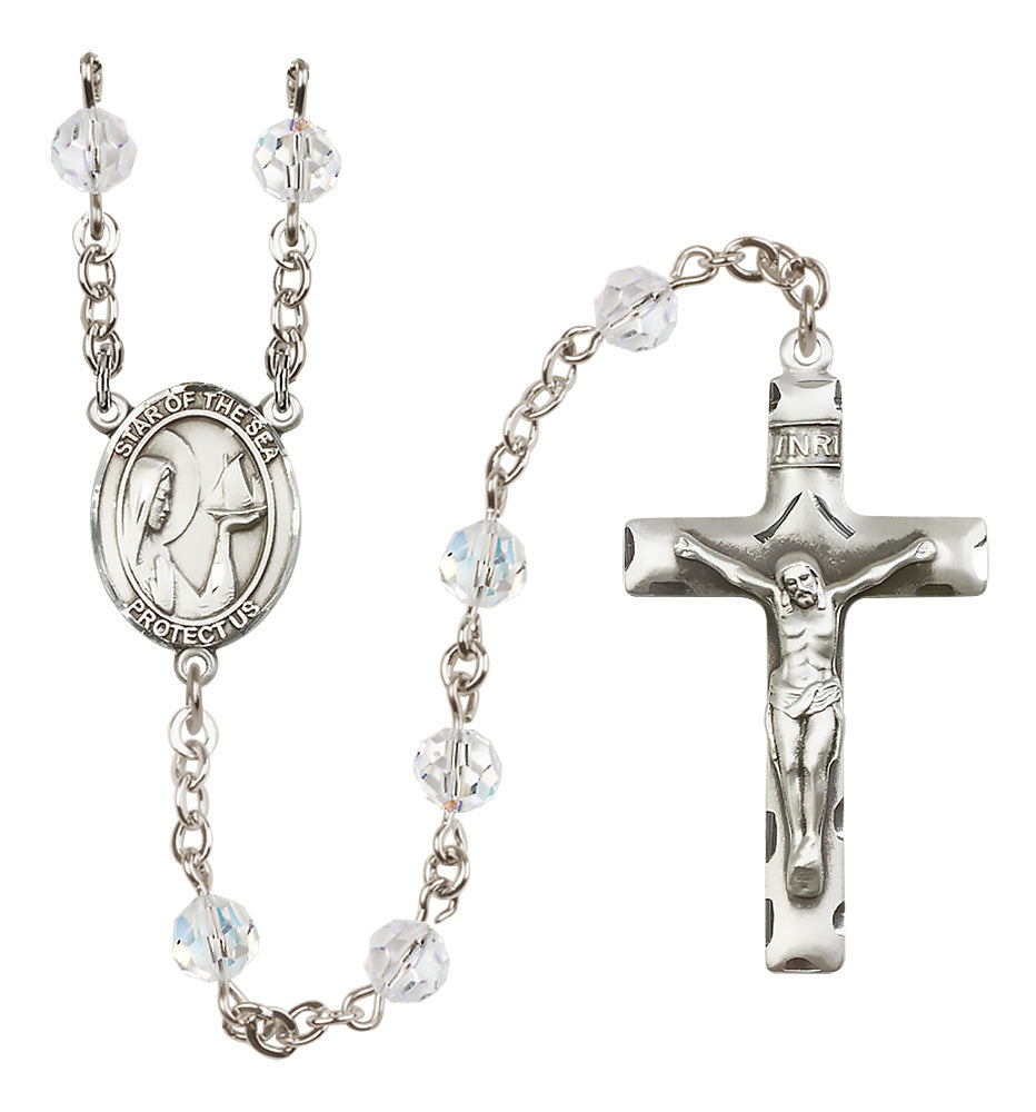 Our Lady Star of The Sea Sterling Silver Rosary - 10 Color Options (8101/0644)