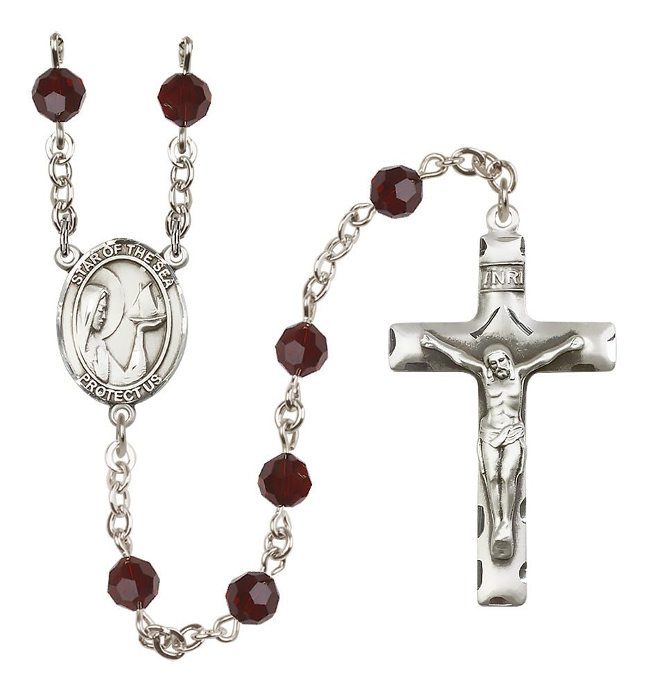 Our Lady Star of The Sea Sterling Silver Rosary - 10 Color Options (8101/0644)