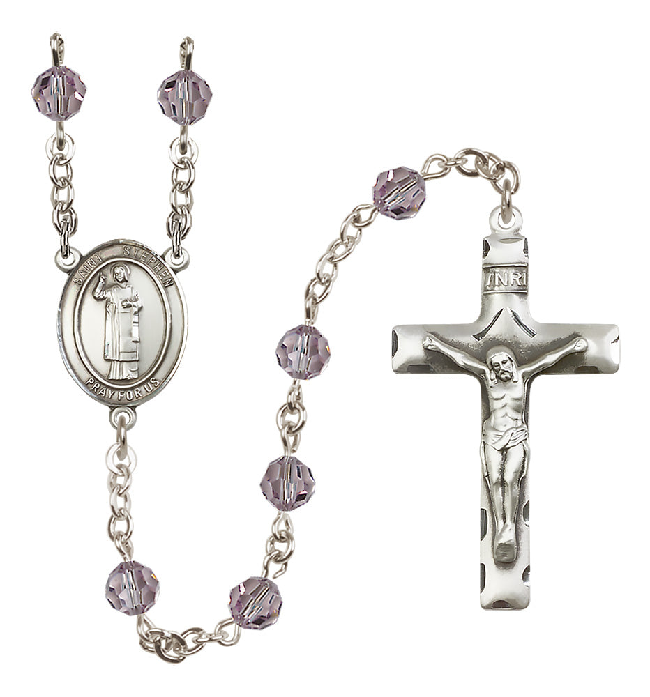 St. Stephen The Martyr Sterling Silver Rosary - 10 Color Options (8104/0644)