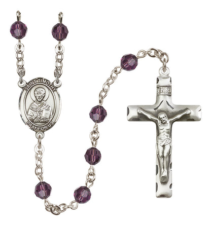 St. Timothy Sterling Silver Rosary - 10 Color Options (8105/0644)