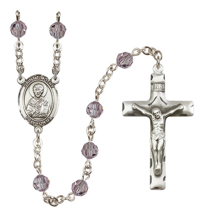 St. Timothy Sterling Silver Rosary - 10 Color Options (8105/0644)
