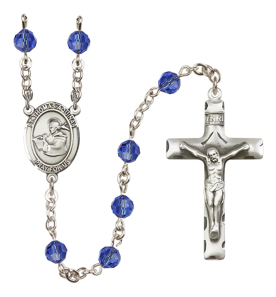 St. Thomas Aquinas Sterling Silver Rosary - 10 Color Options (8108/0644)