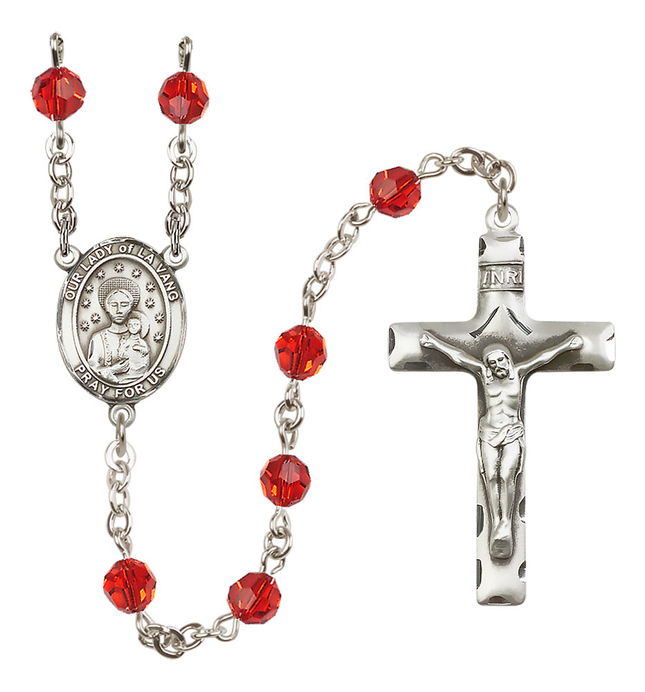 Our Lady of La Vang Sterling Silver Rosary - 10 Color Options (8115/0644)