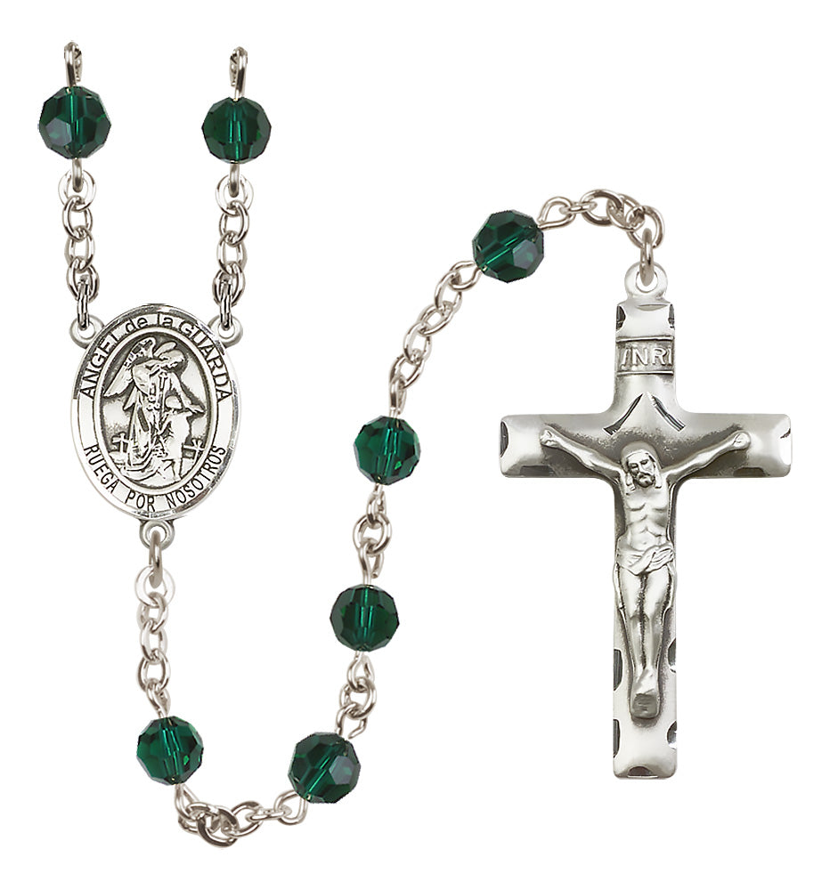 Guardian Angel Sterling Silver Rosary - 10 Color Options (8115SP/0644)