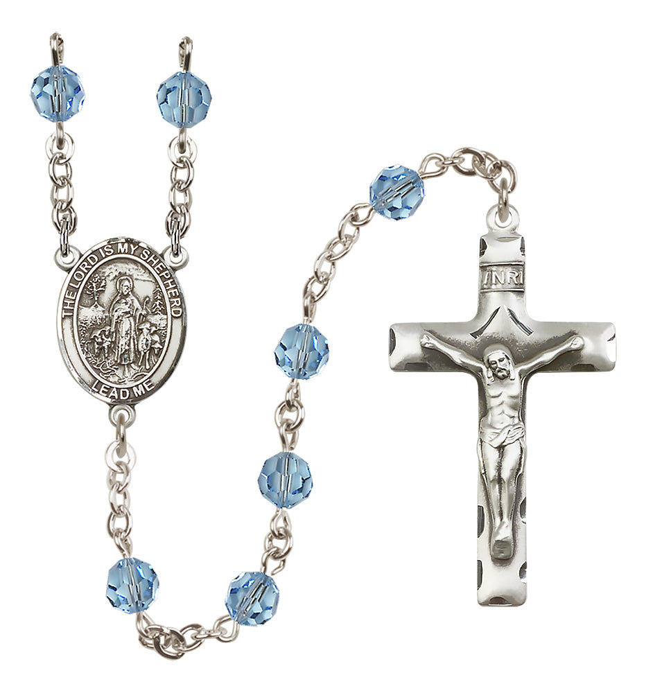 Lord Is My Shepherd Sterling Silver Rosary - 10 Color Options (8119/0644)