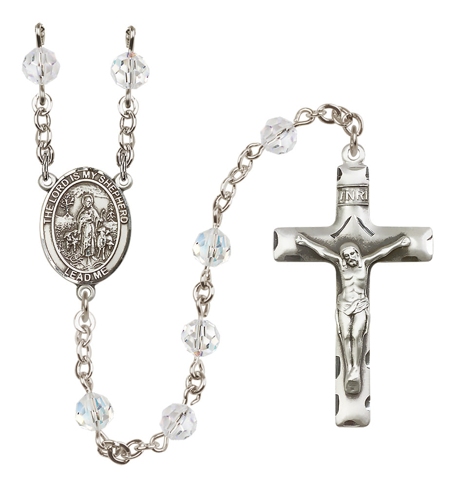 Lord Is My Shepherd Sterling Silver Rosary - 10 Color Options (8119/0644)
