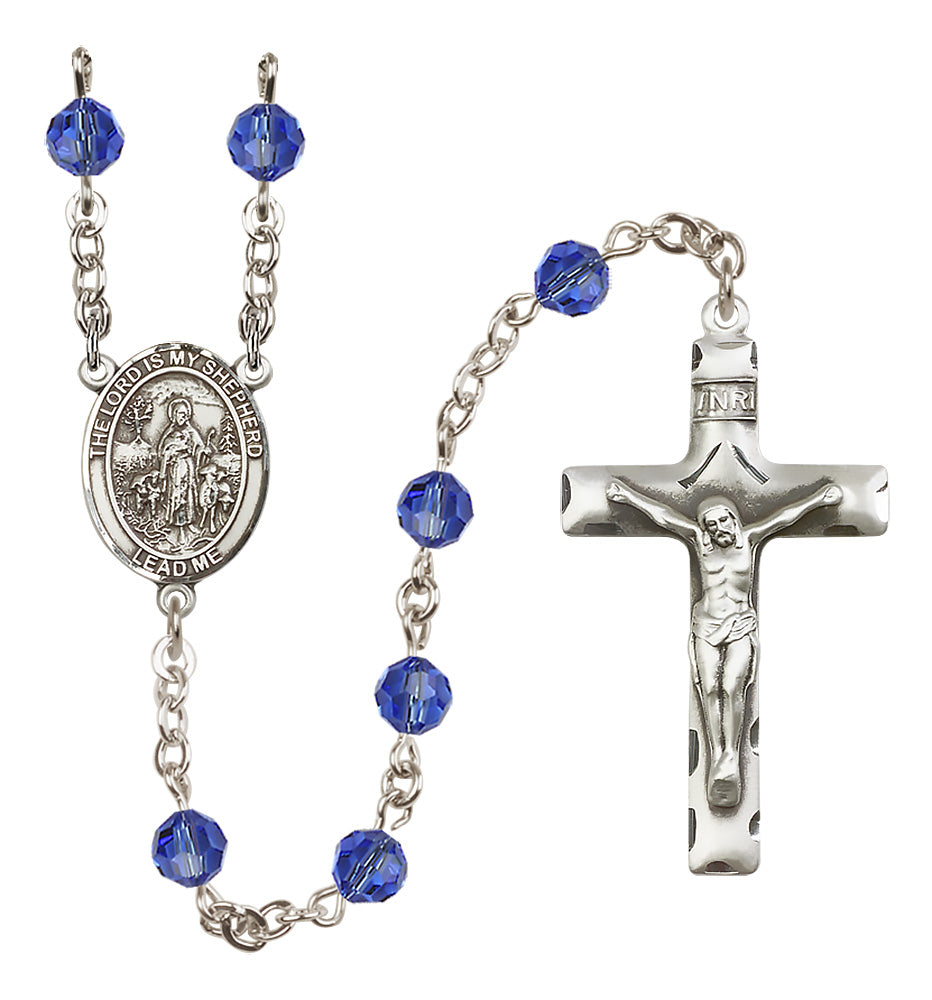 Lord Is My Shepherd Sterling Silver Rosary - 10 Color Options (8119/0644)