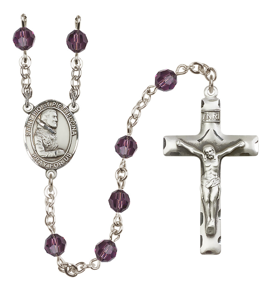 St. Pio of Pietrelcina Sterling Silver Rosary - 10 Color Options (8125/0644)