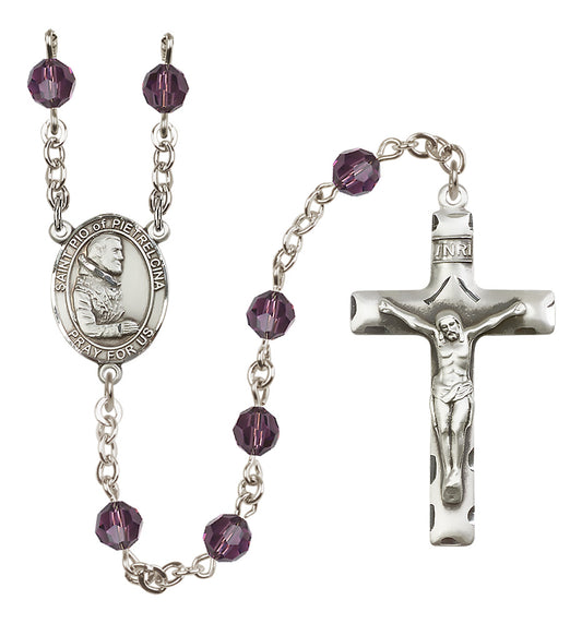 St. Pio of Pietrelcina Sterling Silver Rosary - 10 Color Options (8125/0644)