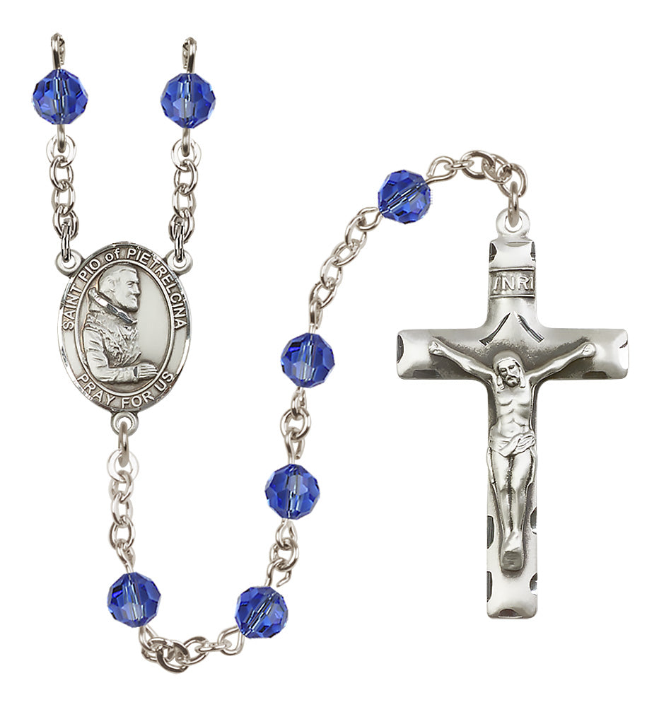 St. Pio of Pietrelcina Sterling Silver Rosary - 10 Color Options (8125/0644)