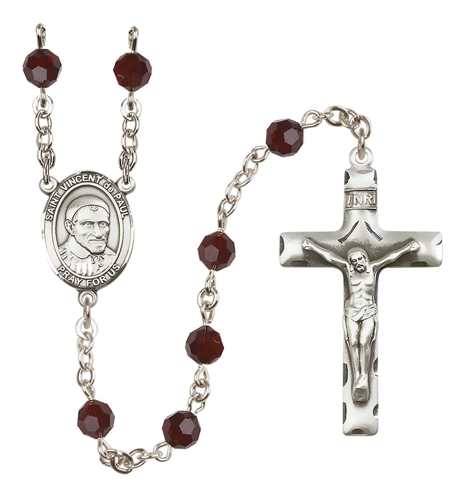 St. Vincent De Paul Sterling Silver Rosary - 10 Color Options (8134/0644)