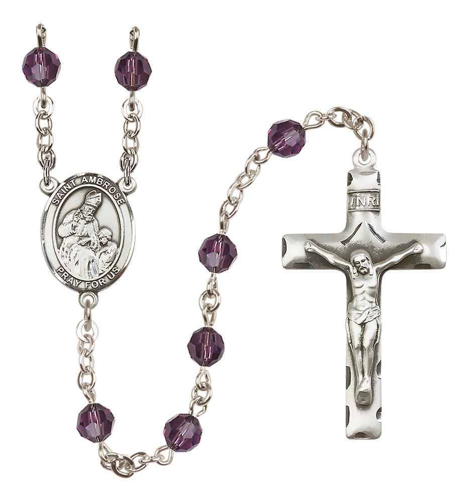 St. Ambrose Sterling Silver Rosary - 10 Color Options (8137/0644)