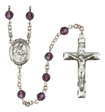 St. Ambrose Sterling Silver Rosary - 10 Color Options (8137/0644)