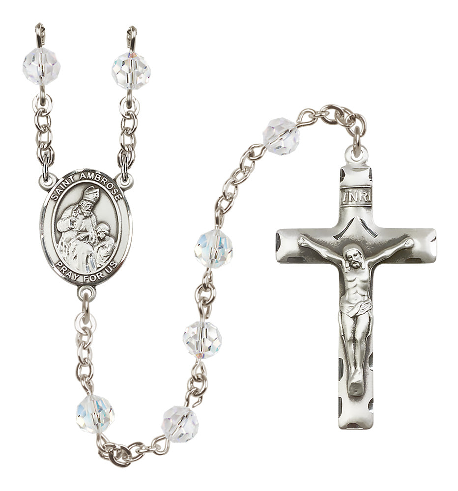 St. Ambrose Sterling Silver Rosary - 10 Color Options (8137/0644)