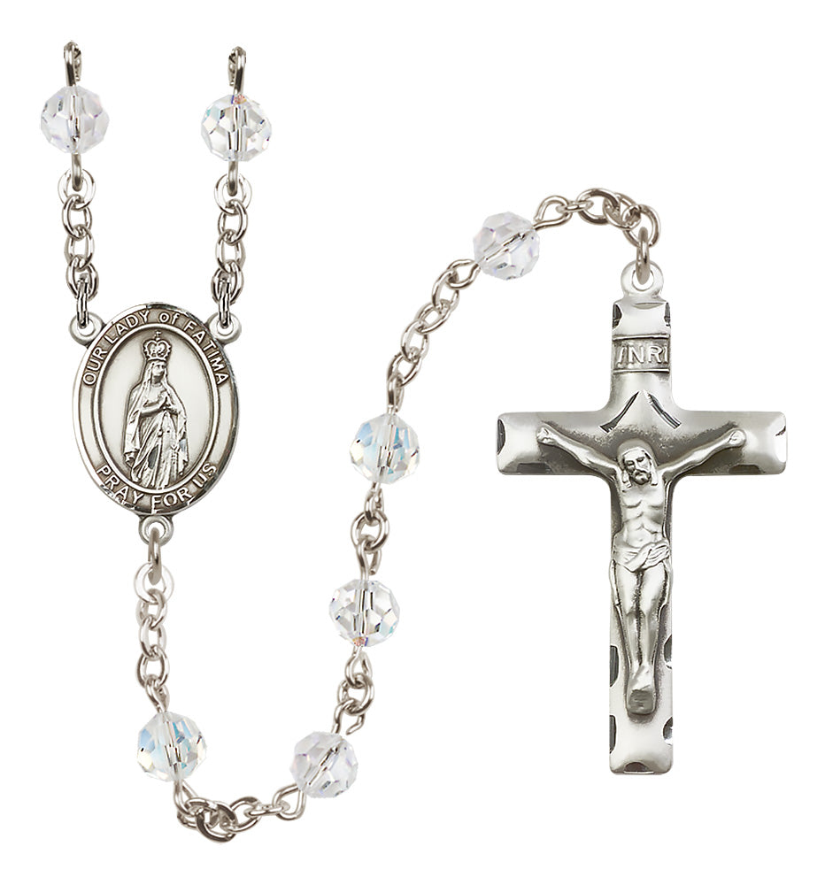 Our Lady of Fatima Sterling Silver Rosary - 10 Color Options (8205/0644)