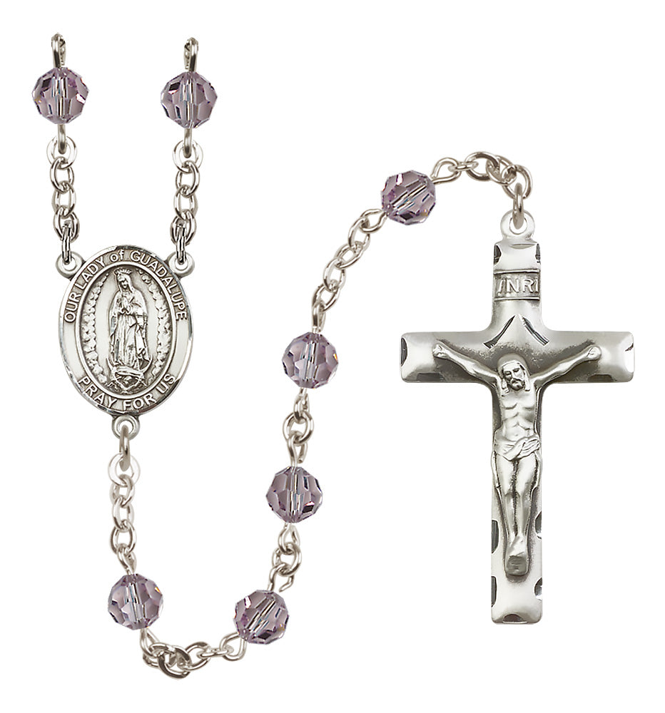 Our Lady of Guadalupe Sterling Silver Rosary - 10 Color Options (8206/0644)