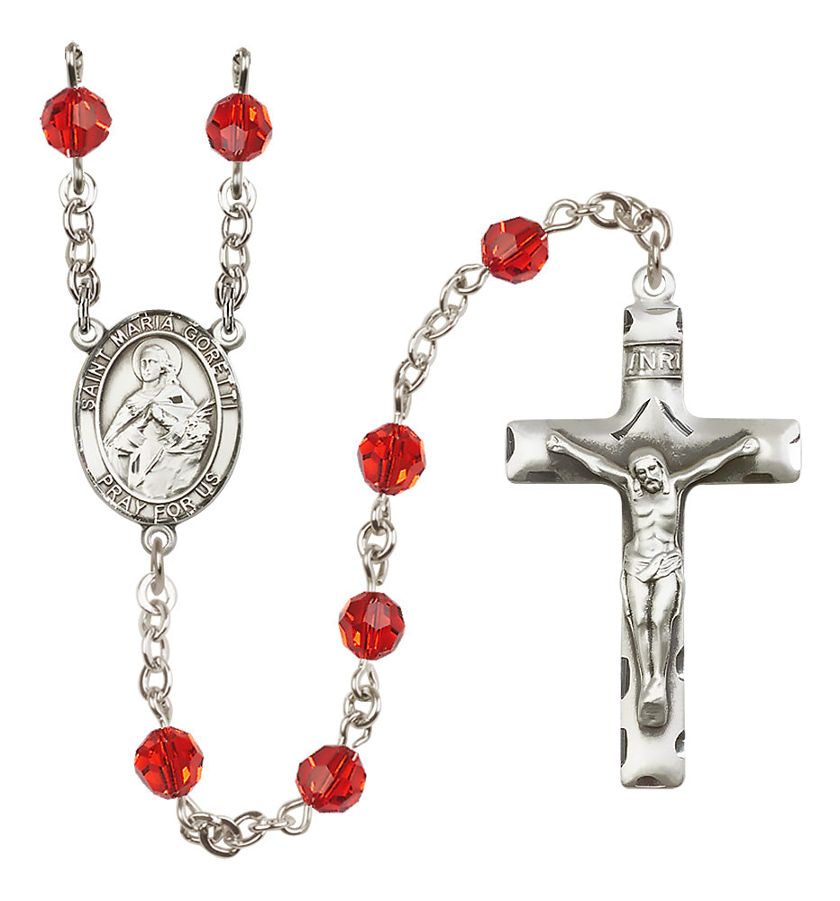 St. Maria Goretti Sterling Silver Rosary - 10 Color Options (8208/0644)