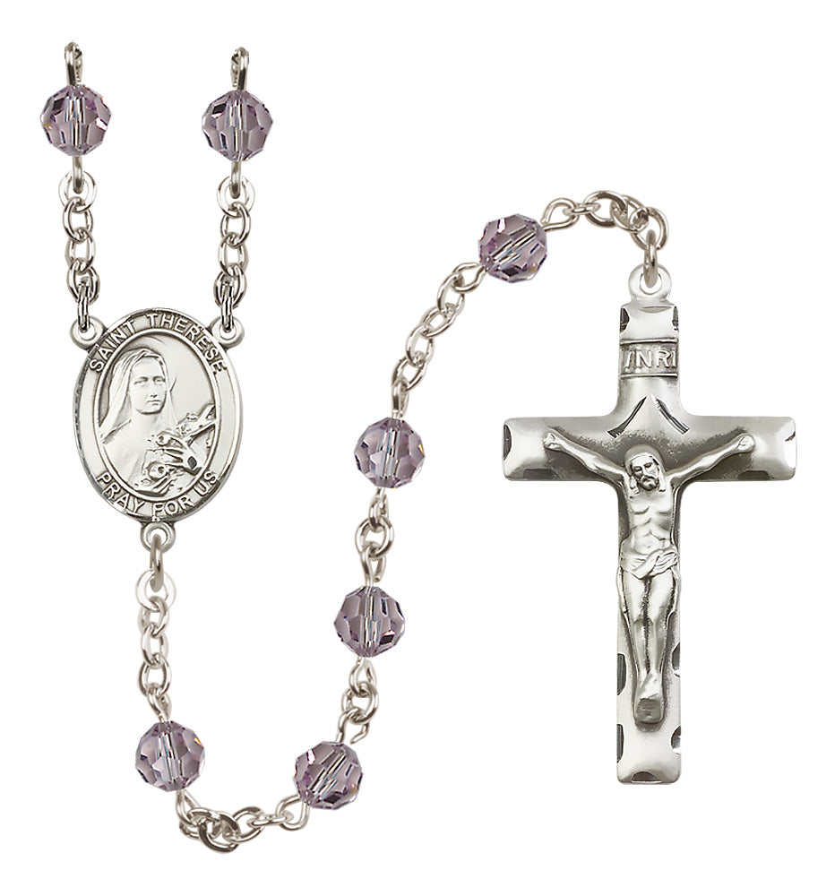 St. Therese of Lisieux Sterling Silver Rosary - 10 Color Options (8210/0644)