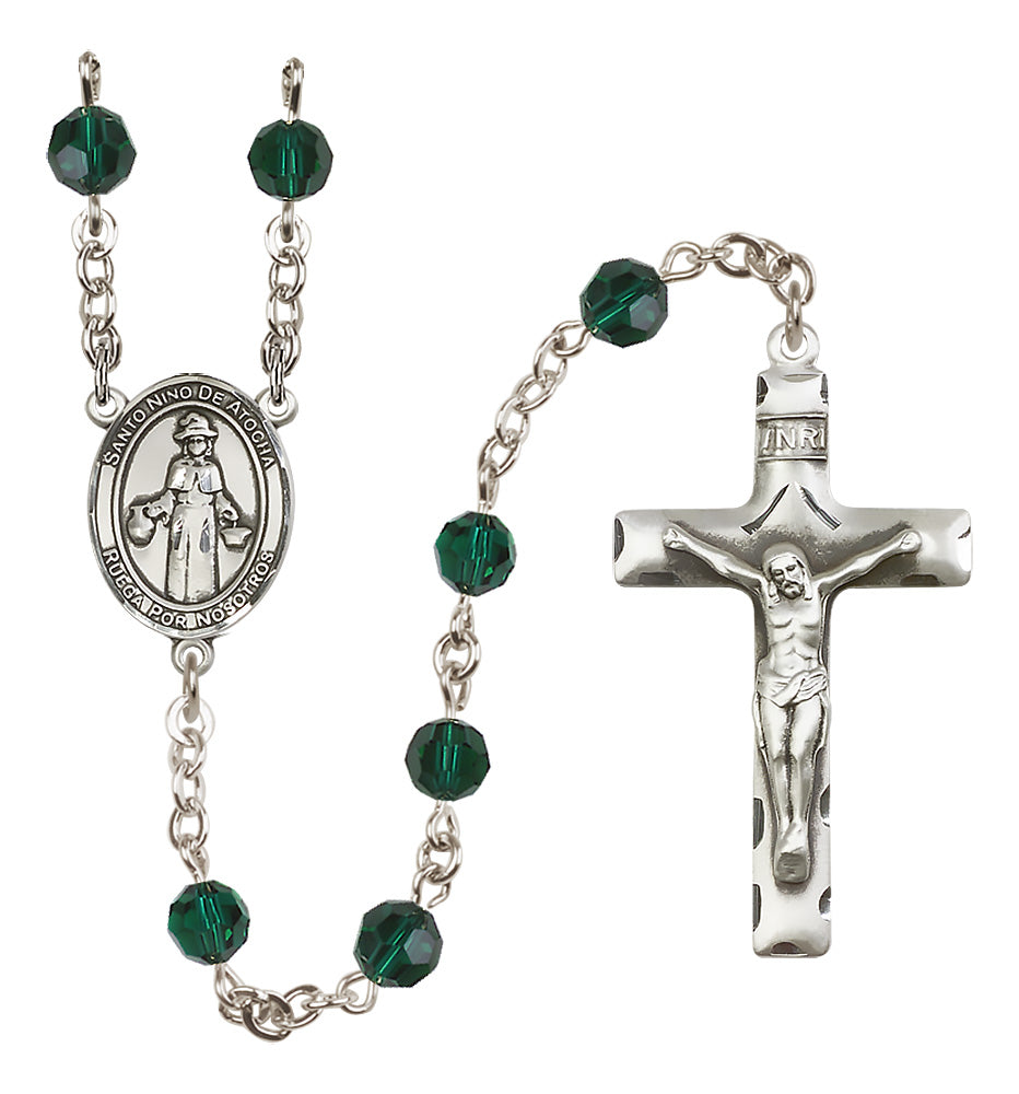 Santo Nino De Atocha Sterling Silver Rosary - 10 Color Options (8214P/0644)