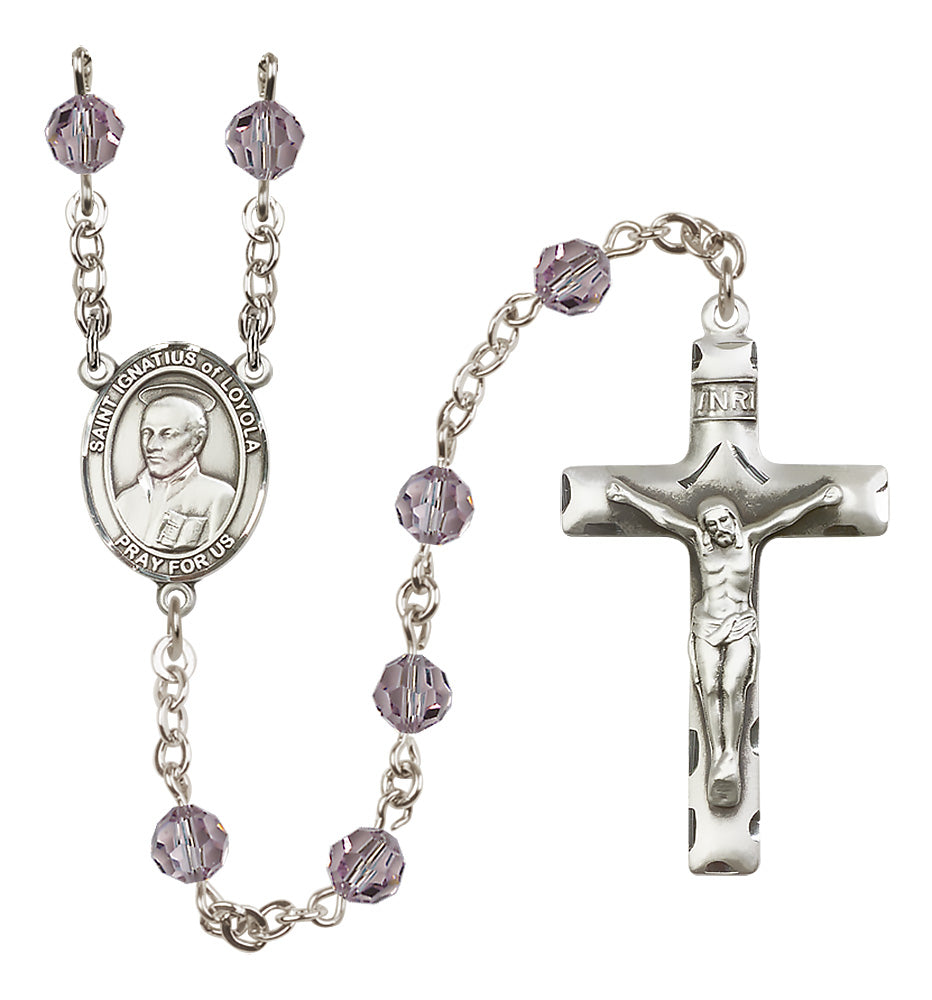 St. Ignatius of Loyola Sterling Silver Rosary - 10 Color Options (8217/0644)