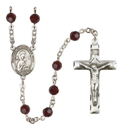 Our Lady of Perpetual Help Sterling Silver Rosary - 10 Color Options (8222/0644)