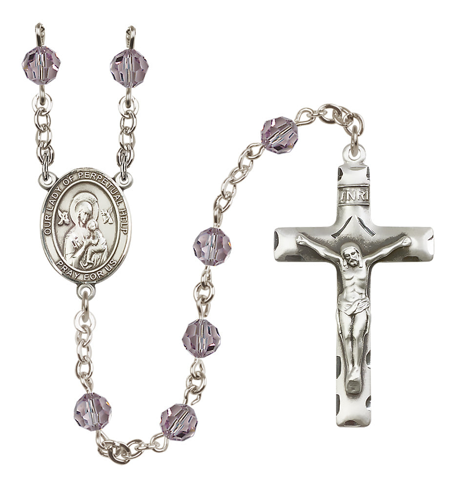 Our Lady of Perpetual Help Sterling Silver Rosary - 10 Color Options (8222/0644)